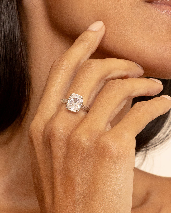Sterling Silver Midi Elongated Cushion Ring