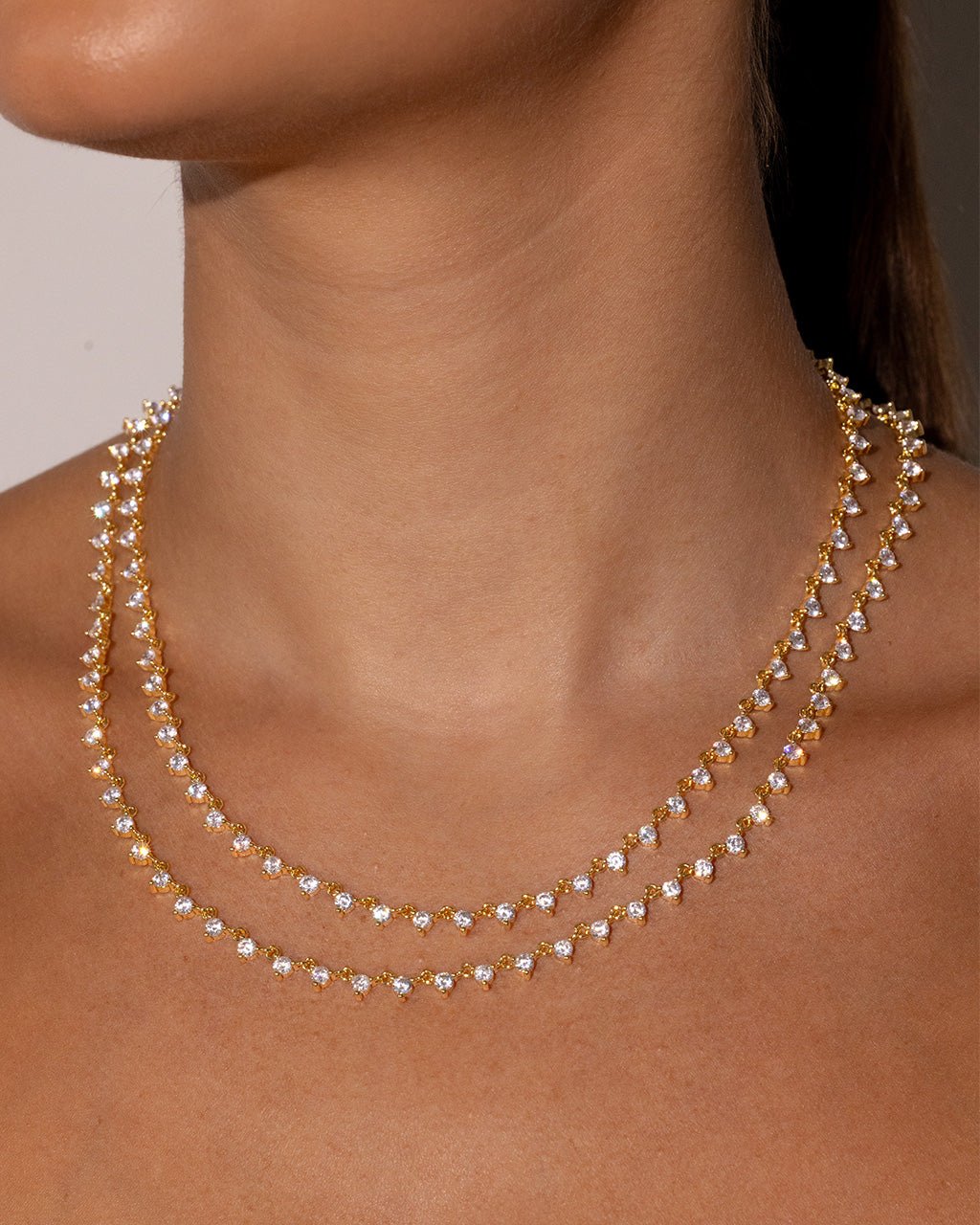 Brigid Staggered CZ Tennis Necklace - Sterling Forever