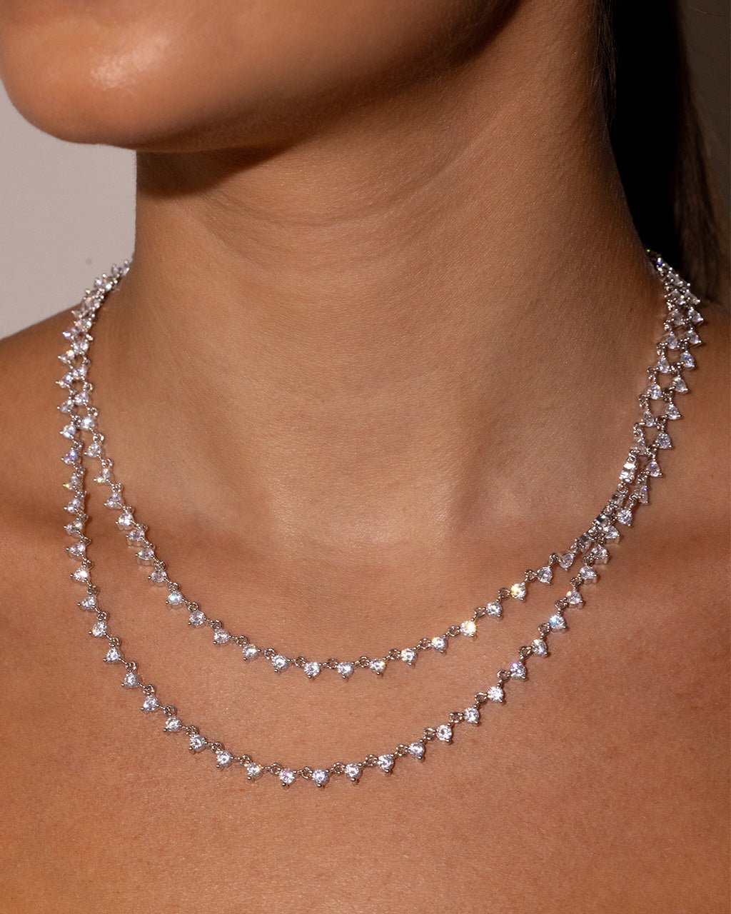 Brigid Staggered CZ Tennis Necklace - Sterling Forever
