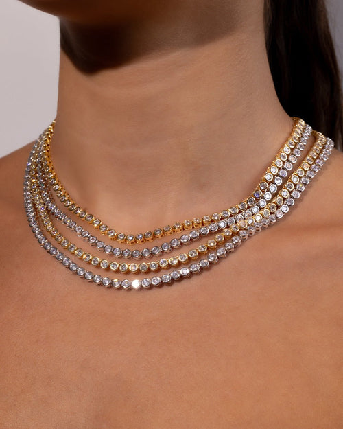 Helene Bezel CZ Tennis Necklace - Sterling Forever