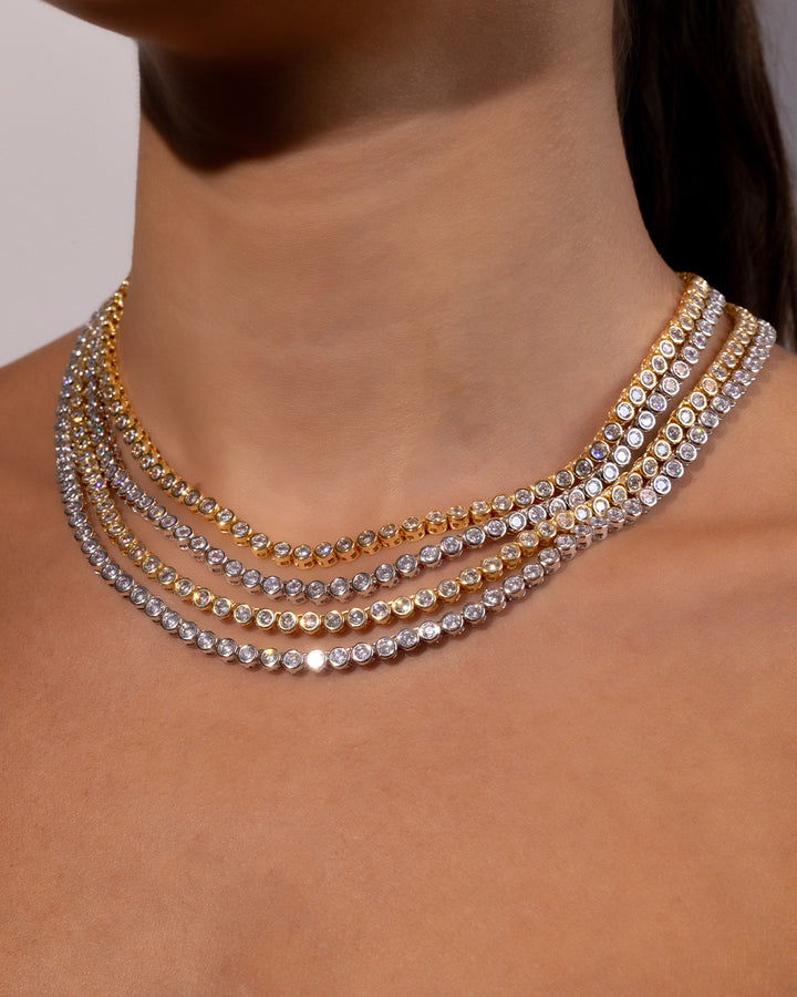 Helene Bezel CZ Tennis Necklace