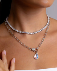 Tay Moonstone Charm & Chain Necklace - Sterling Forever