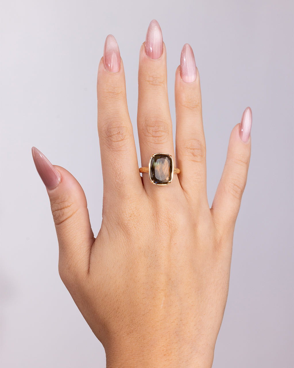 Sterling Silver Elongated Cushion Labradorite Cocktail Ring