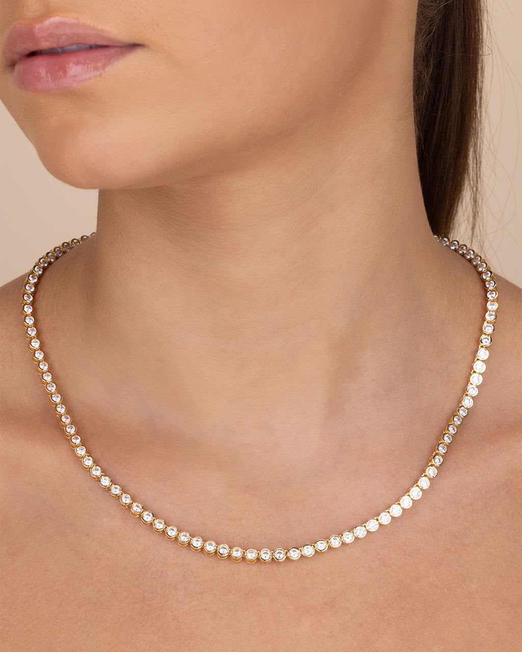 Helene Bezel CZ Tennis Necklace