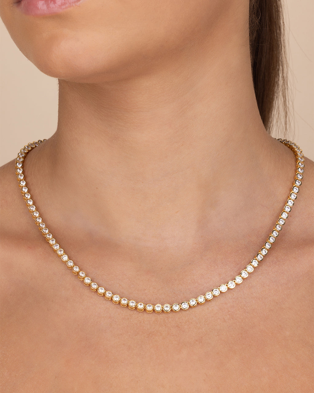 Helene Bezel CZ Tennis Necklace