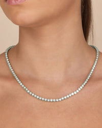 Helene Bezel CZ Tennis Necklace - Sterling Forever