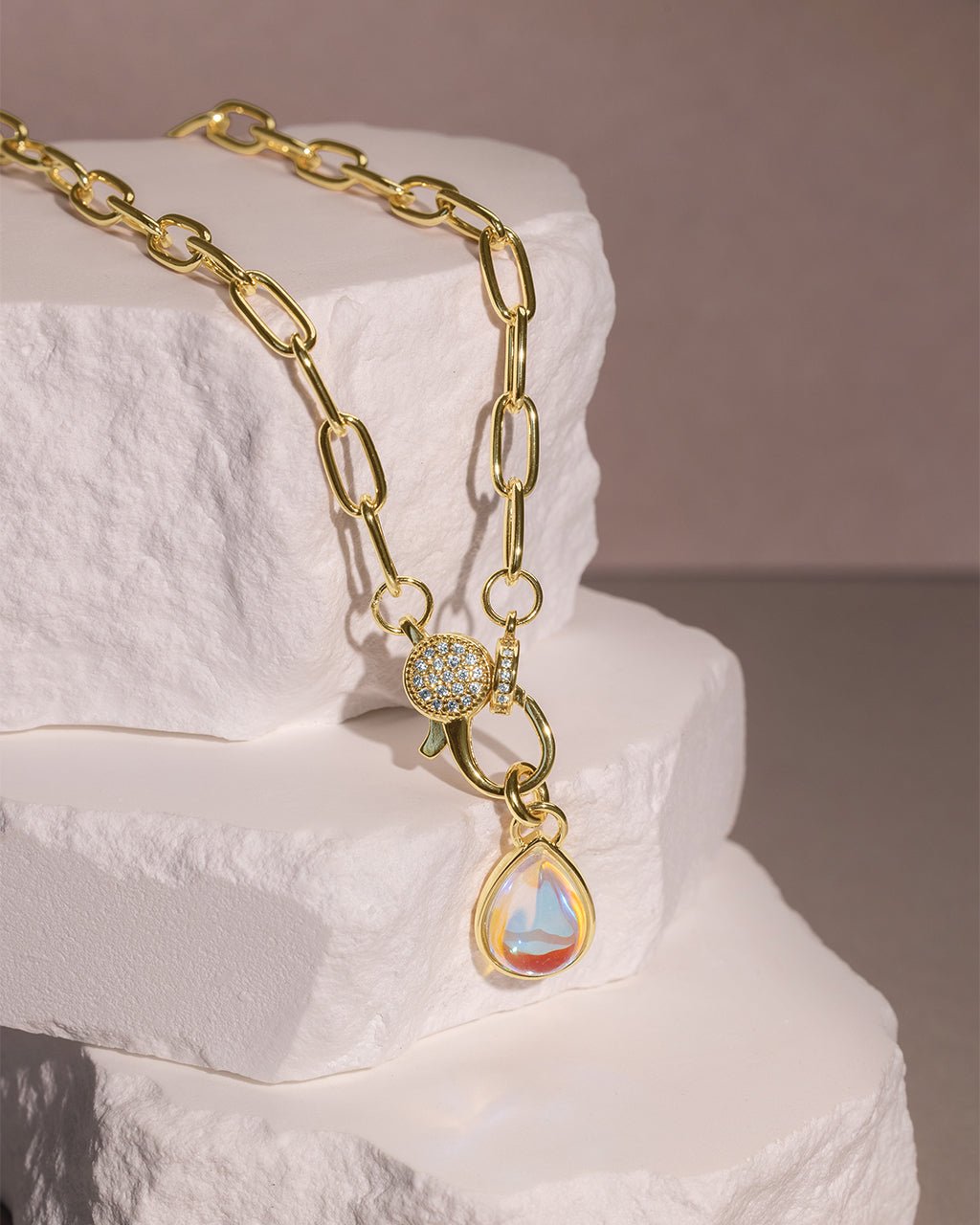 Tay Moonstone Charm & Chain Necklace - Sterling Forever