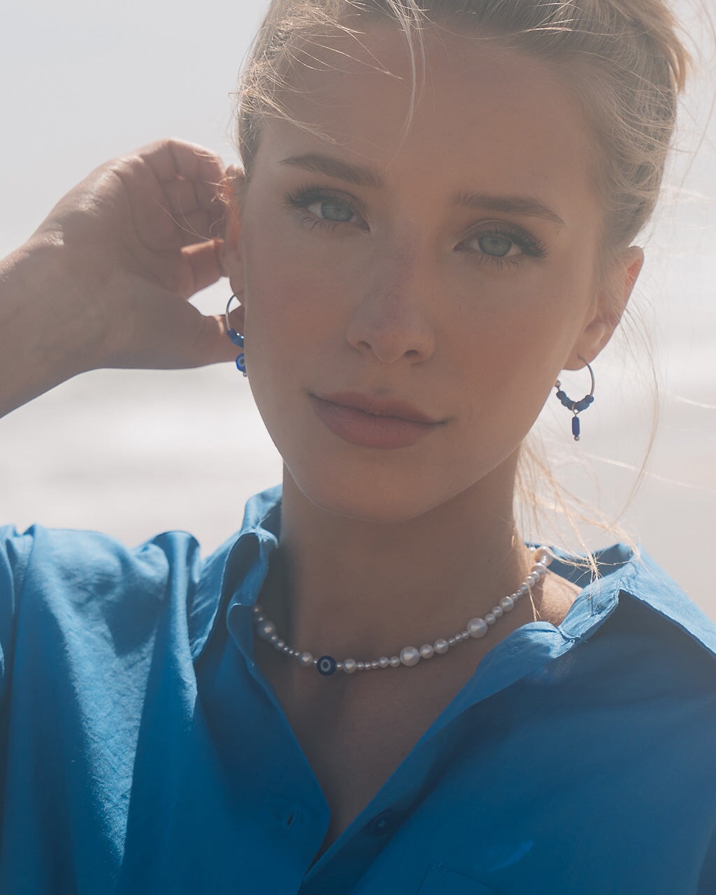 Sibyl Evil Eye Beaded Hoop Earrings Earring Sterling Forever 