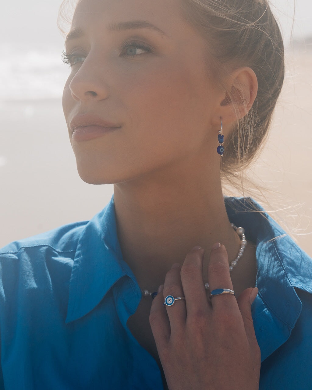 Sibyl Evil Eye Beaded Hoop Earrings Earring Sterling Forever 