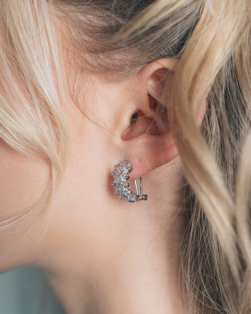 Lena CZ Hoops Earring Sterling Forever 