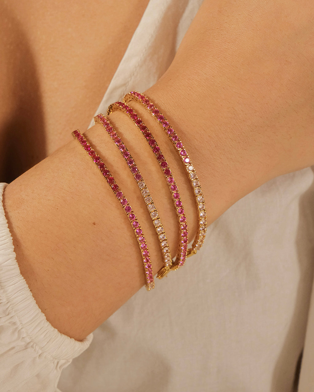 Hues of Pink Round CZ Tennis Bracelet – Sterling Forever