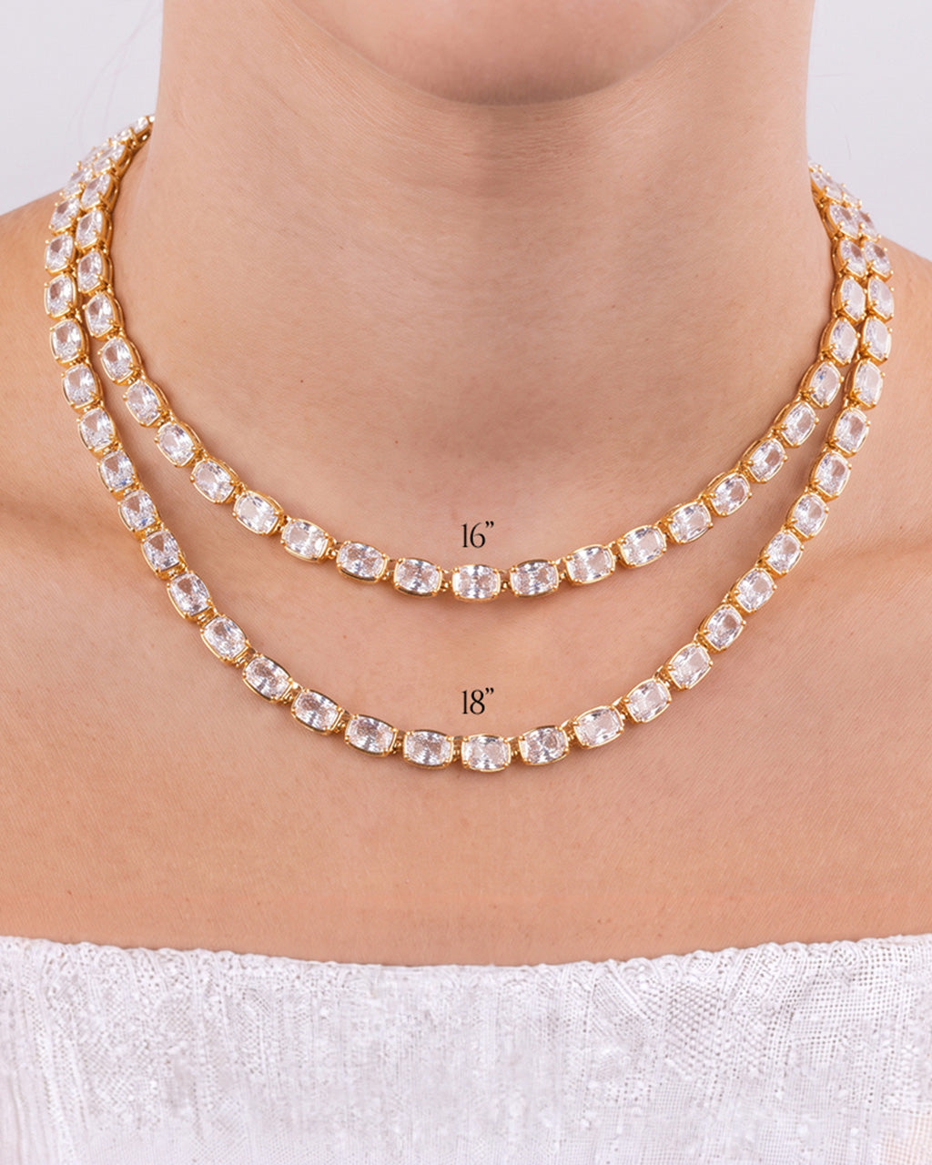 Elongated Cushion Tennis Necklace