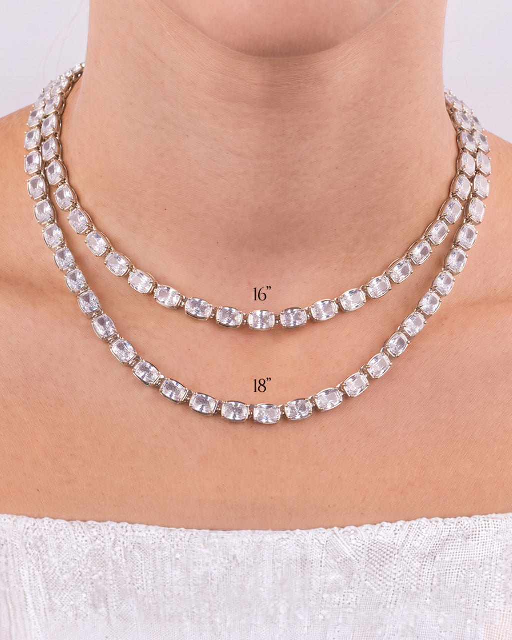Elongated Cushion Tennis Necklace