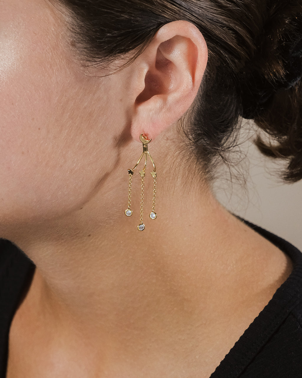 CZ Moon & Star Jacket Earrings – Sterling Forever