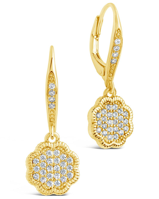 Rose Petal Short Drop Earrings Earring Sterling Forever Gold CZ 