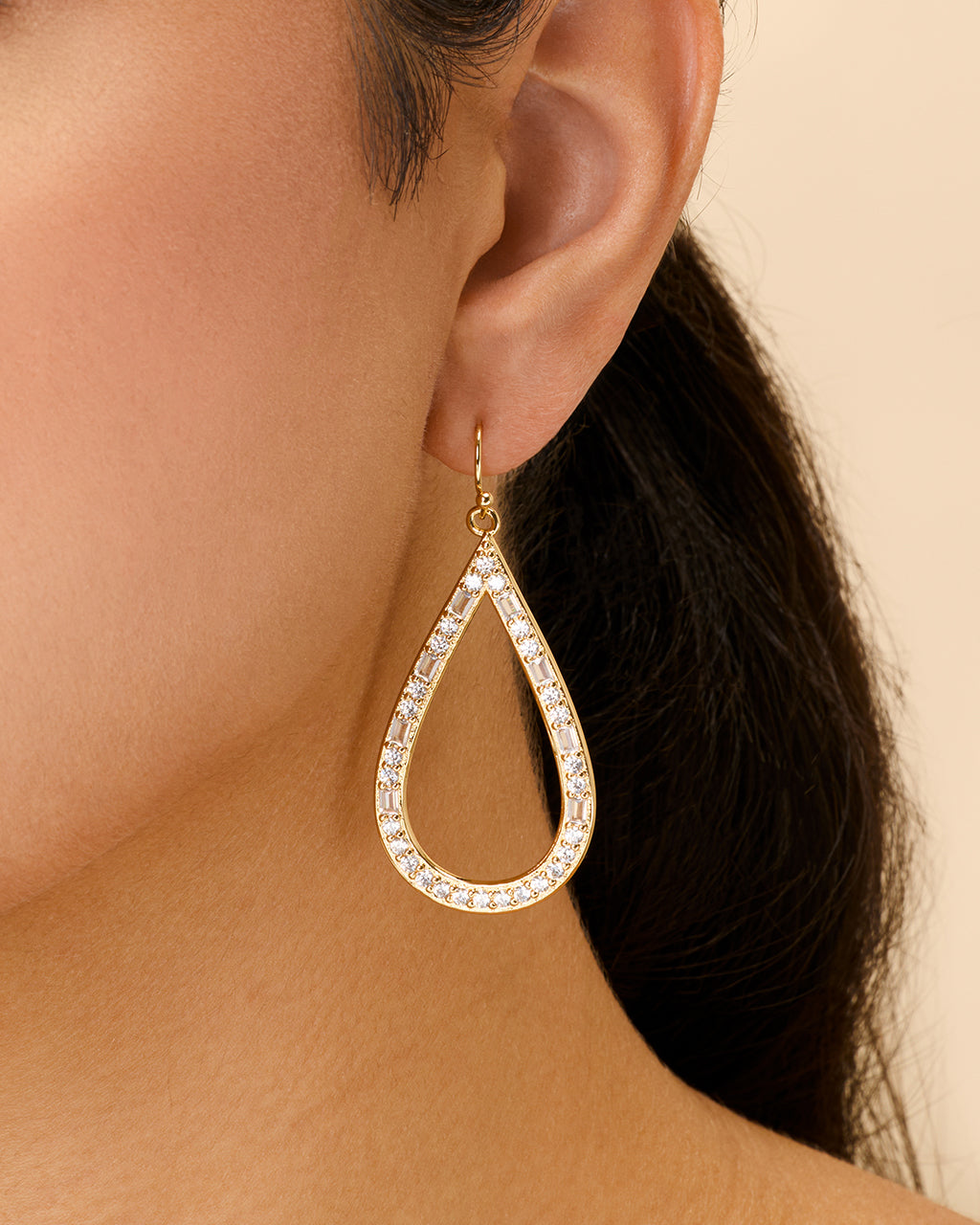 Evangeline CZ Teardrop Hoop Earrings