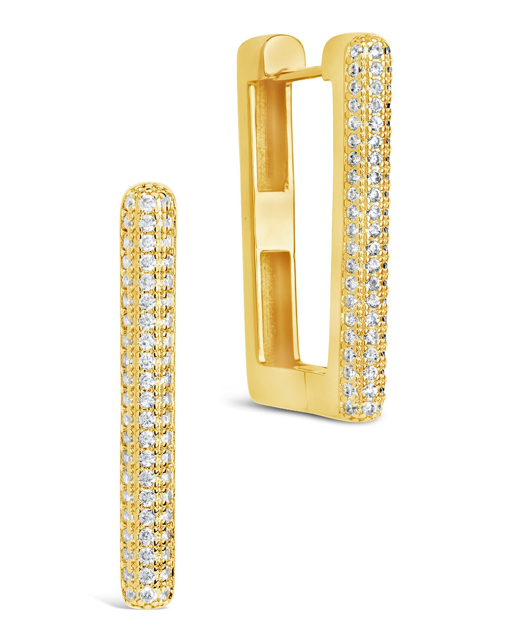 Peyton CZ Rectangle Hoops Earring Sterling Forever Gold 