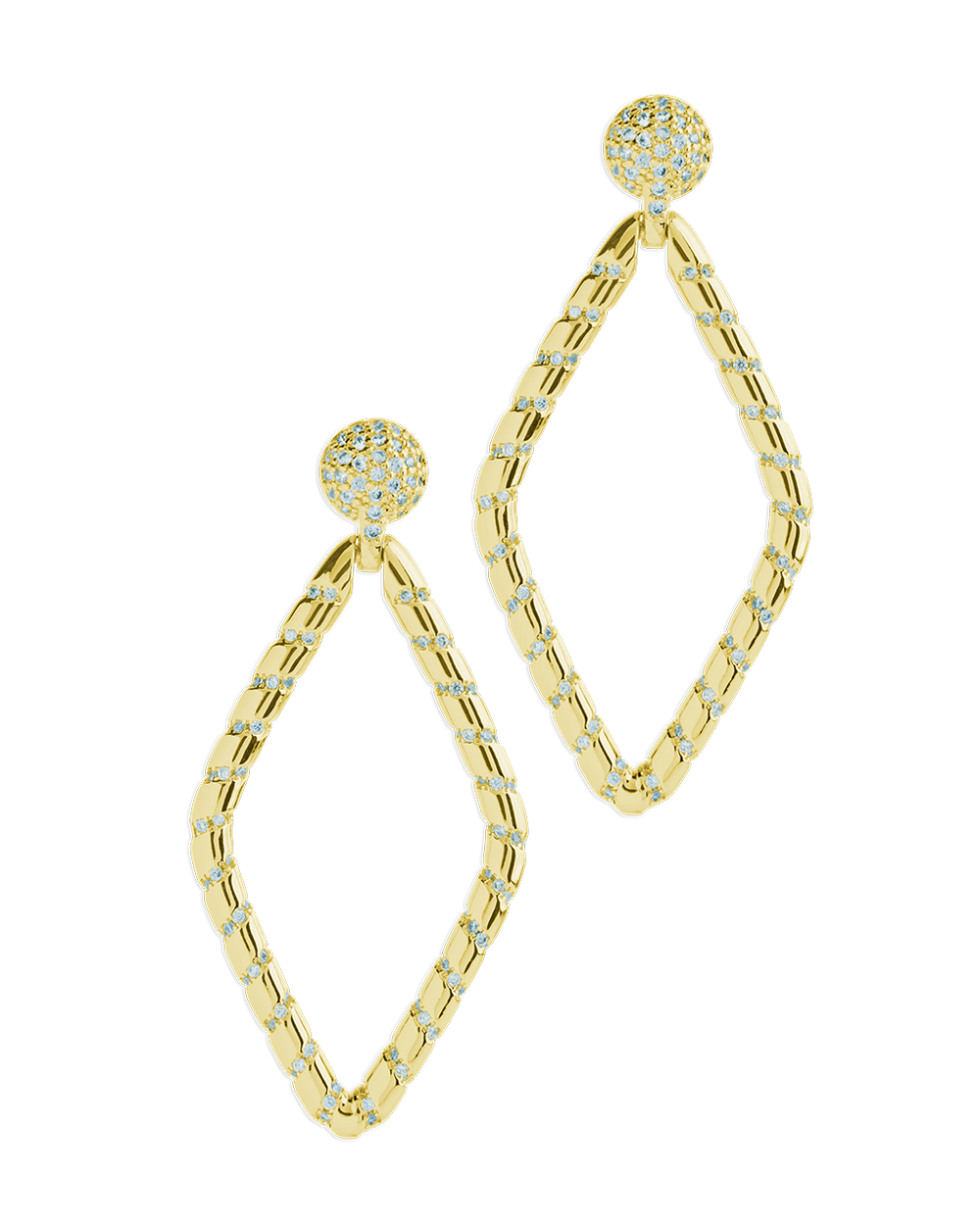 Geoetric CZ Diamond Drop Stud Earrings