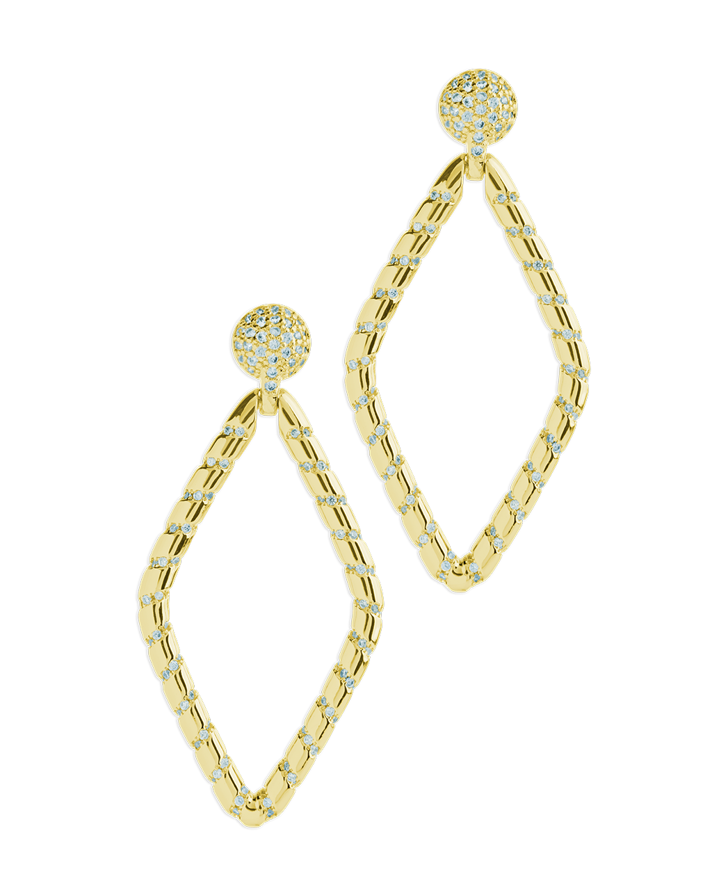 Geometric CZ Diamond Drop Stud Earrings