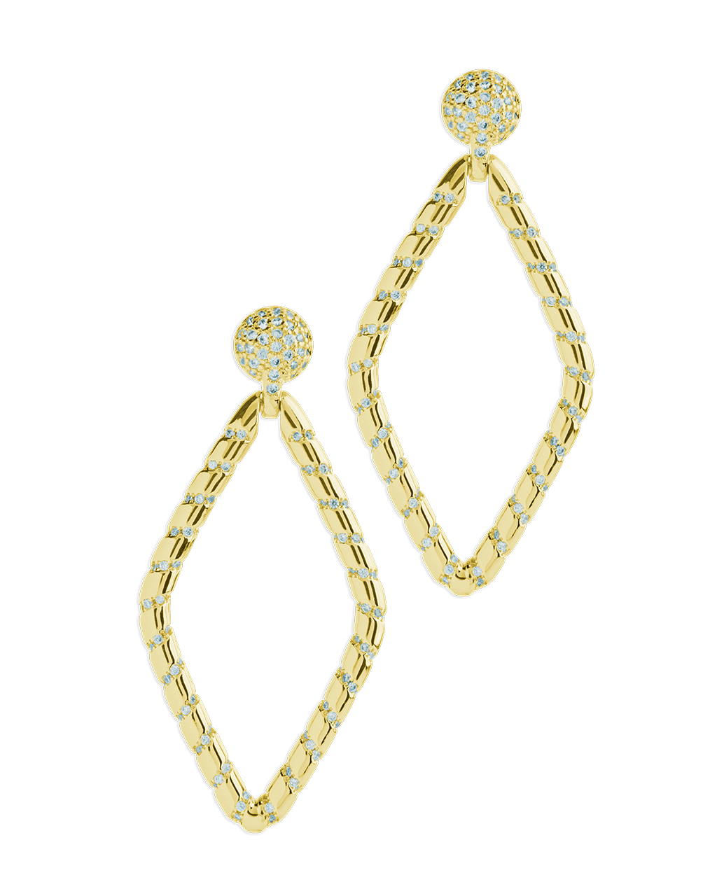 Geometric CZ Diamond Drop Stud Earrings - Sterling Forever
