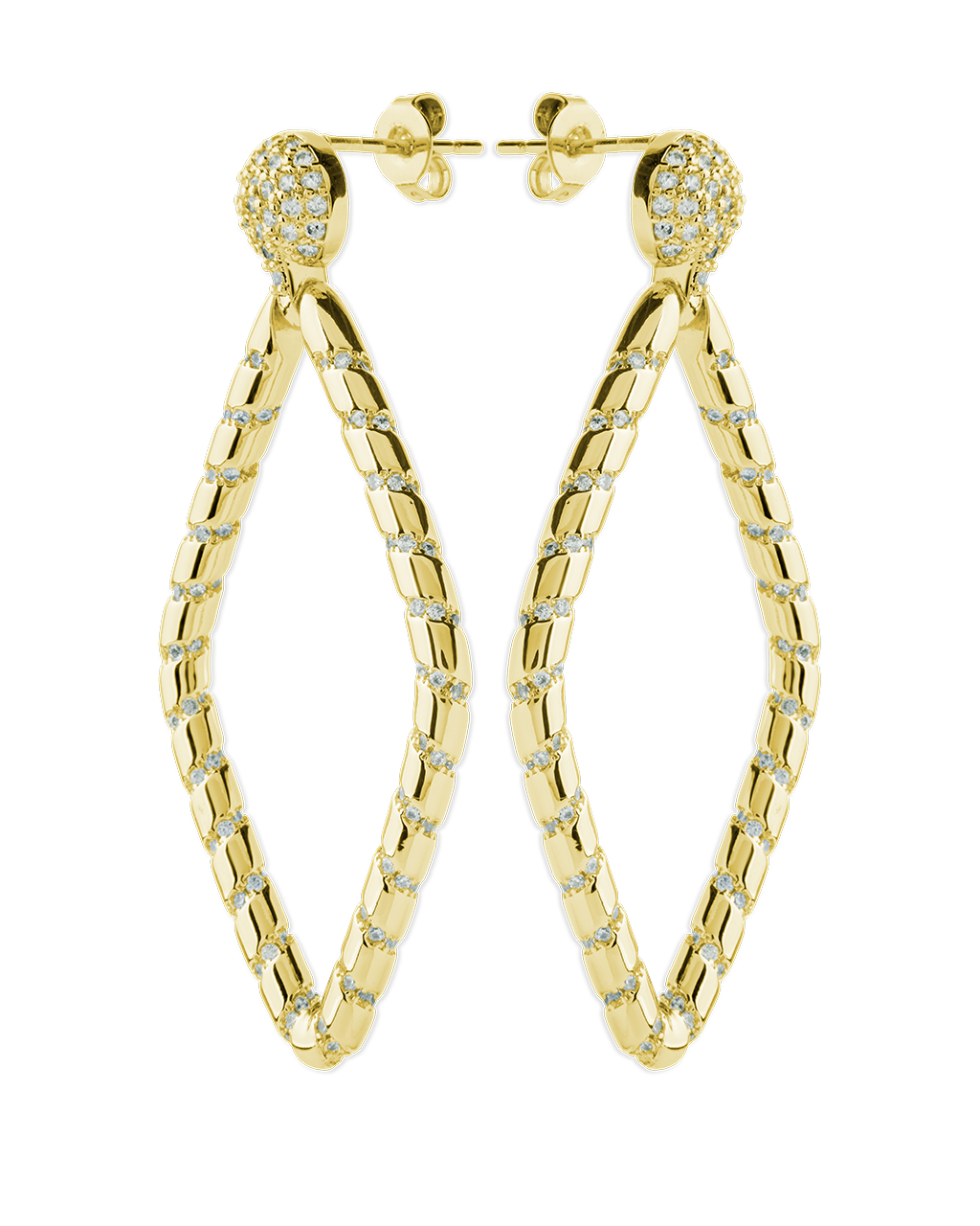 Geometric CZ Diamond Drop Stud Earrings