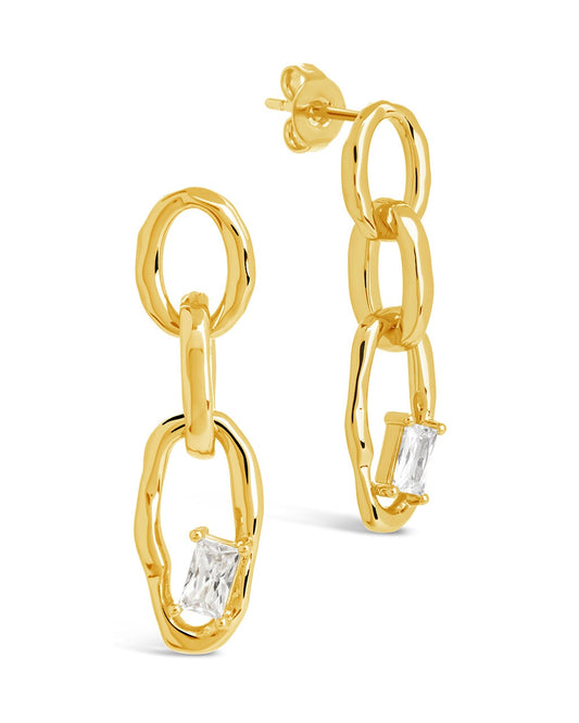 Estelle CZ Linked Drop Earrings Earring Sterling Forever Gold 