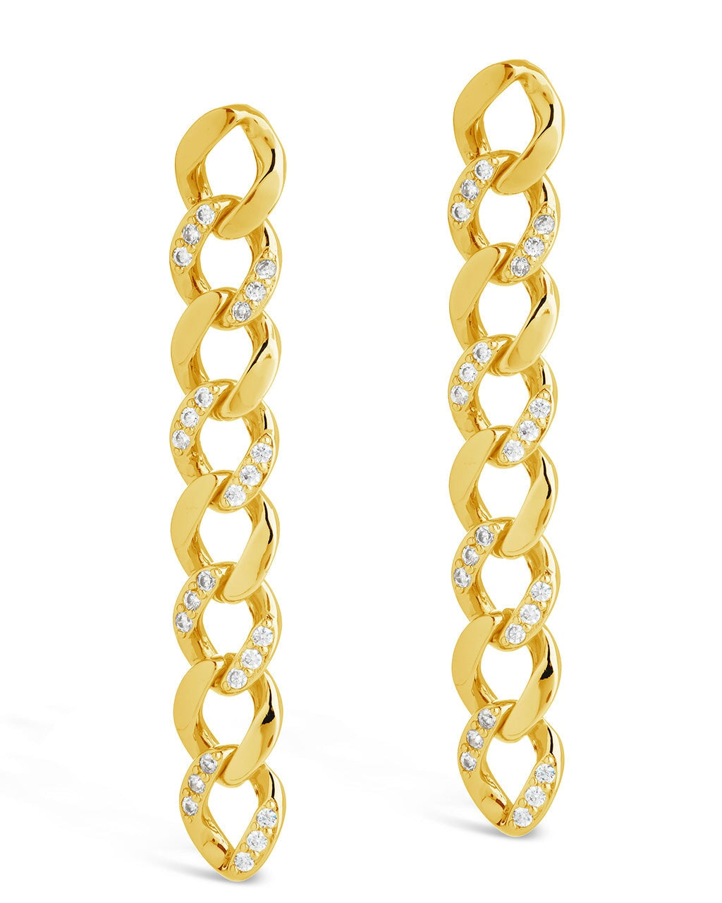 CZ Cuban Chain Link Drop Earrings Earring Sterling Forever 