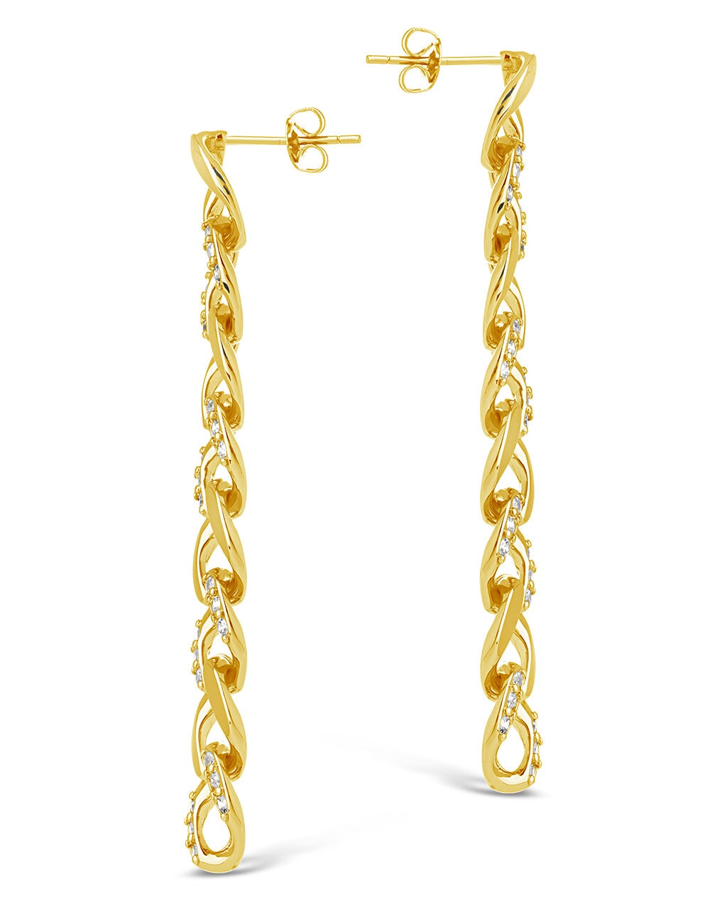 Sterling Forever Cubic Zirconia Cuban Chain Link Drop Earrings Gold
