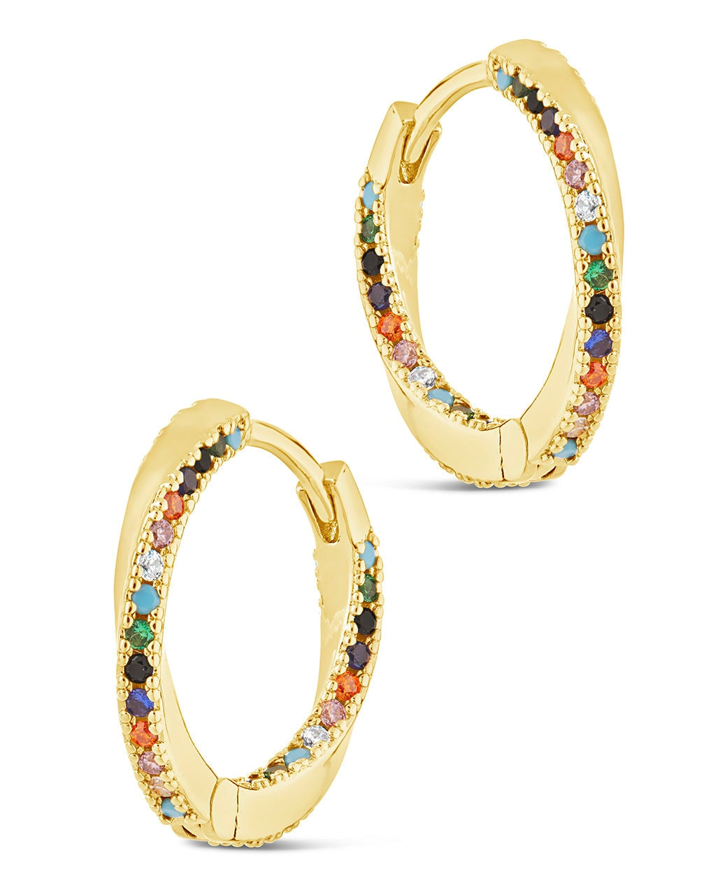 Rainbow CZ Micro Hoops Earring Sterling Forever 