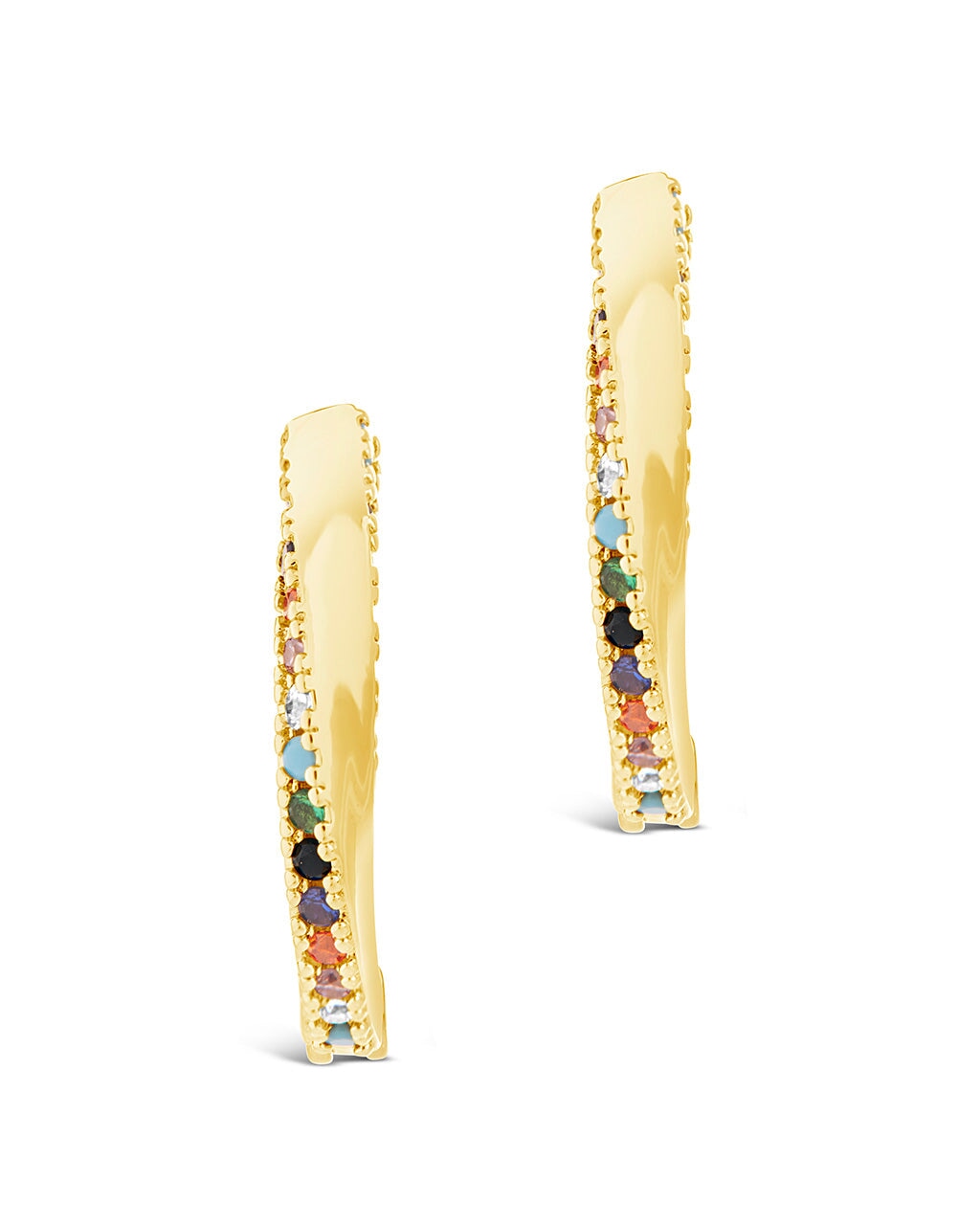 Rainbow CZ Micro Hoops Earring Sterling Forever 
