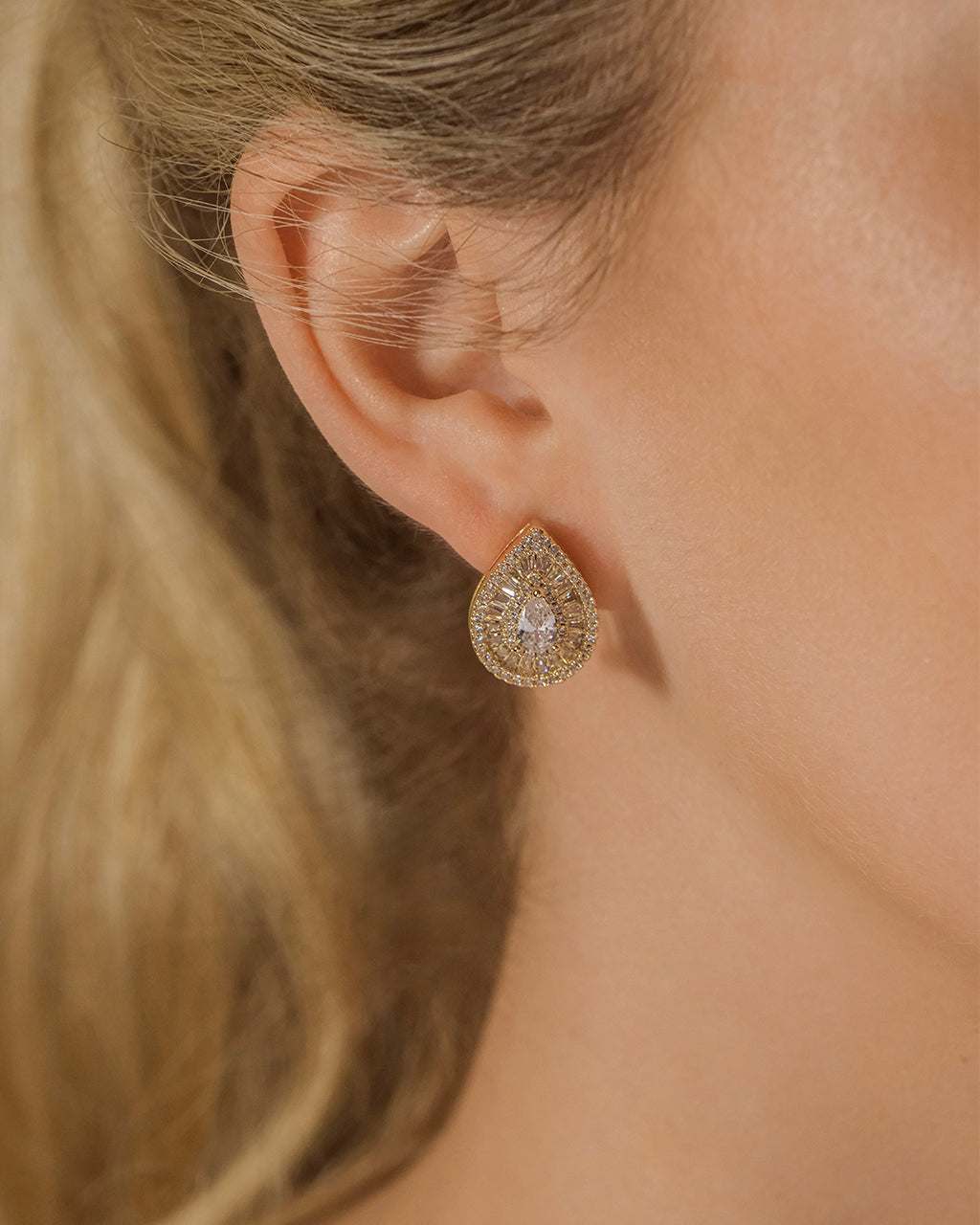Scarlett CZ Teardrop Stud Earrings