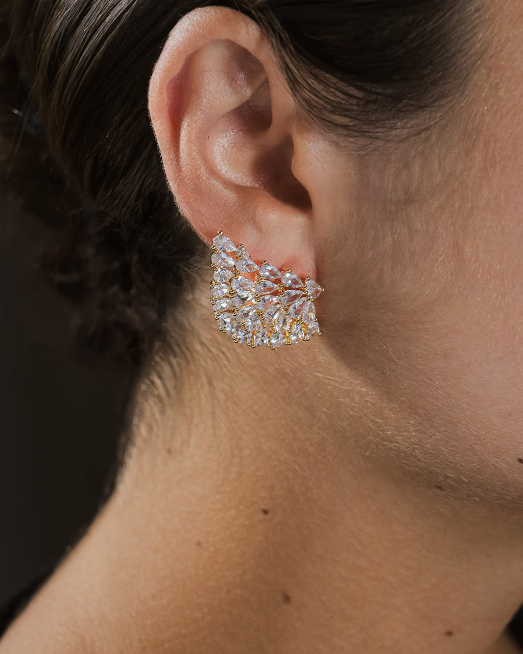 Miranda CZ Fan Stud Earrings
