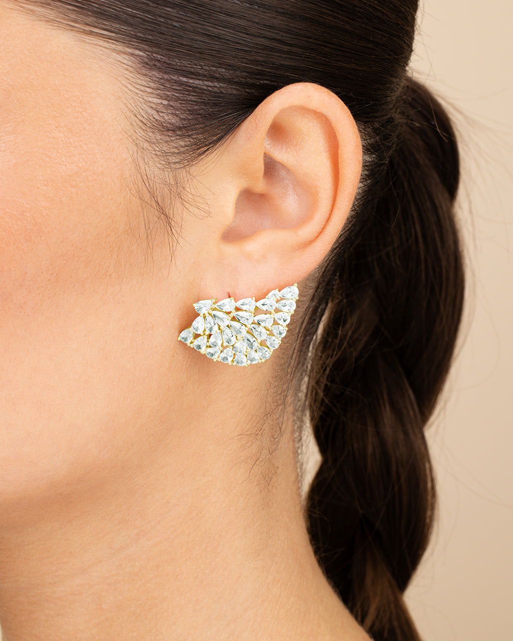 Miranda CZ Fan Stud Earrings