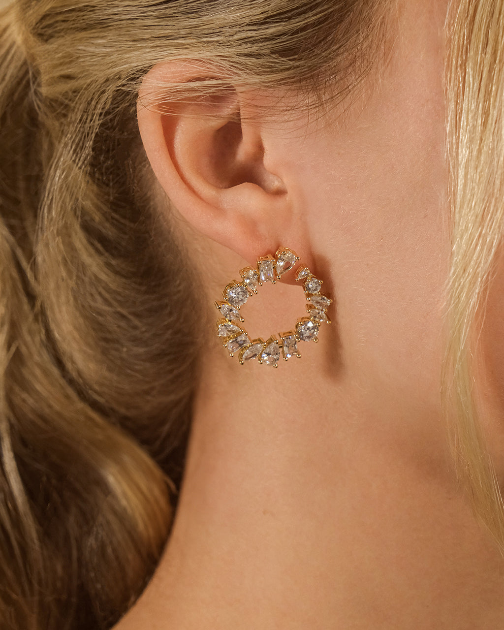 Shania CZ Circle Stud Earrings