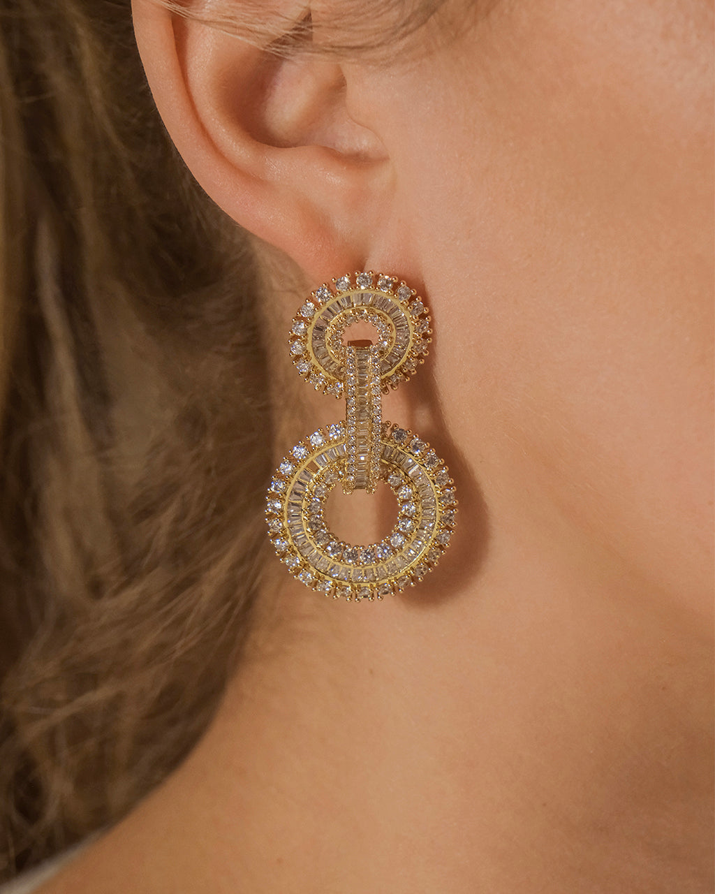 Reese CZ Circle Drop Earrings
