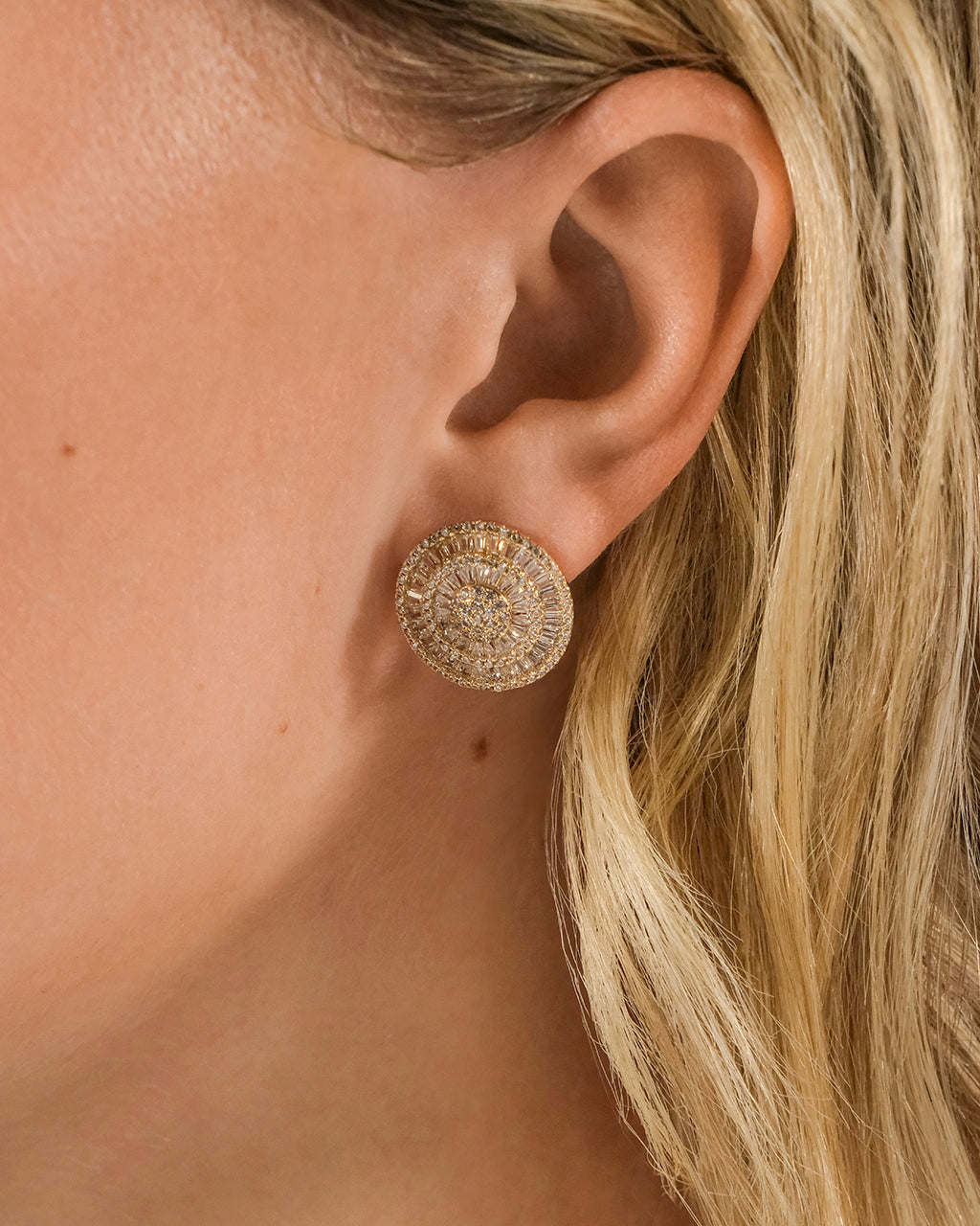 Sandy CZ Circle Stud Earrings