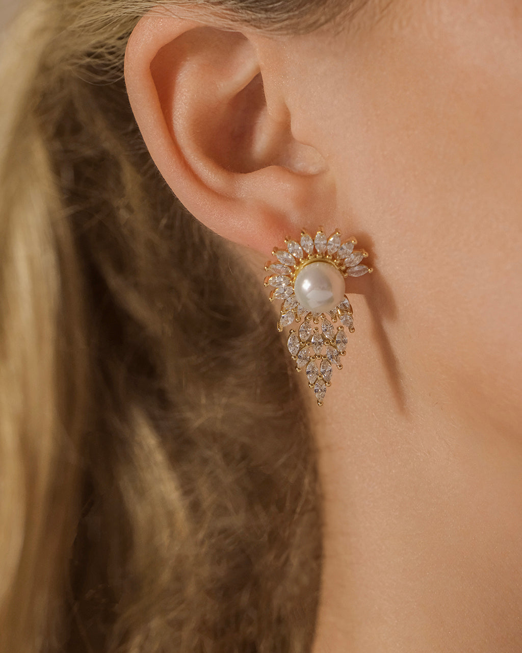 Rhianna CZ & Pearl Statement Stud Earrings
