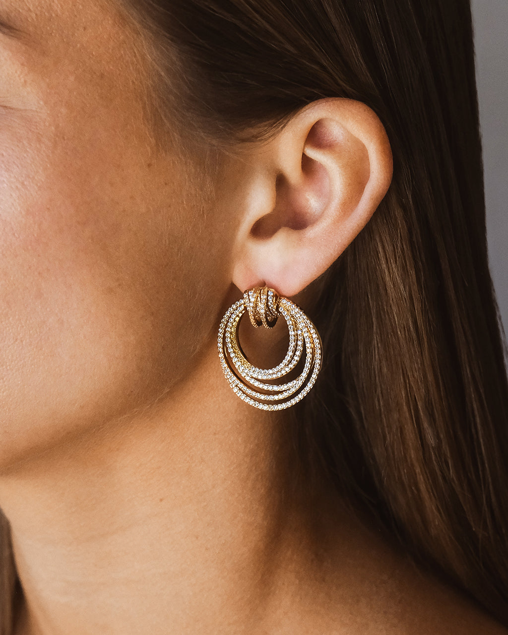 Jordana CZ Statement Circle Stud Earrings