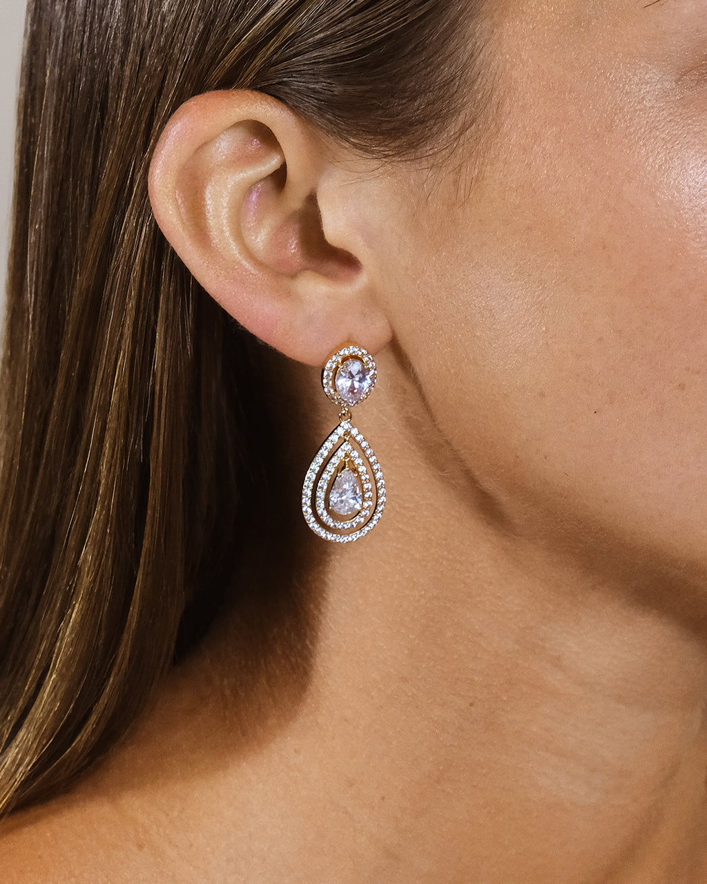 Cheyenne CZ Drop Stud Earrings