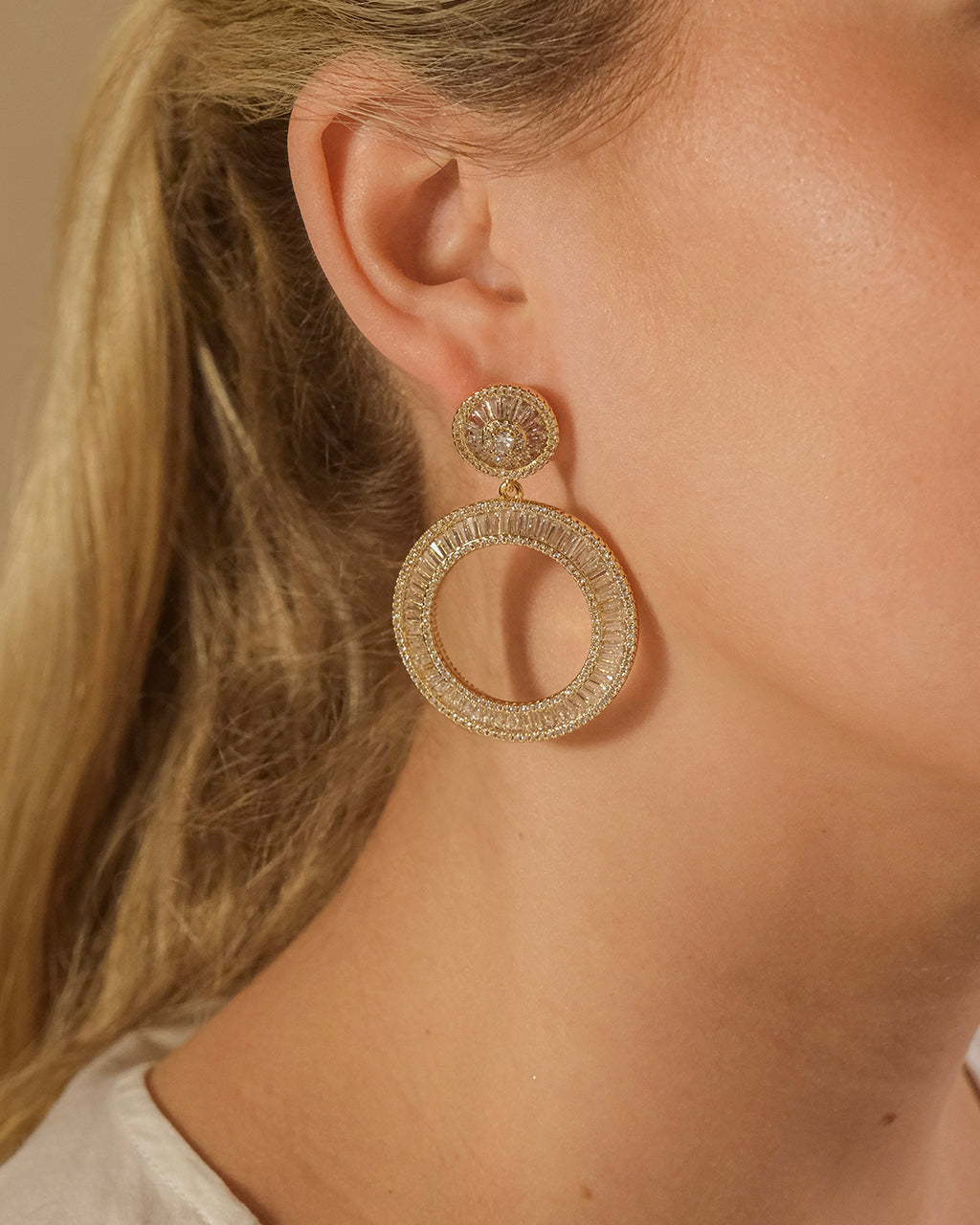 Kelly CZ Circle Drop Earrings