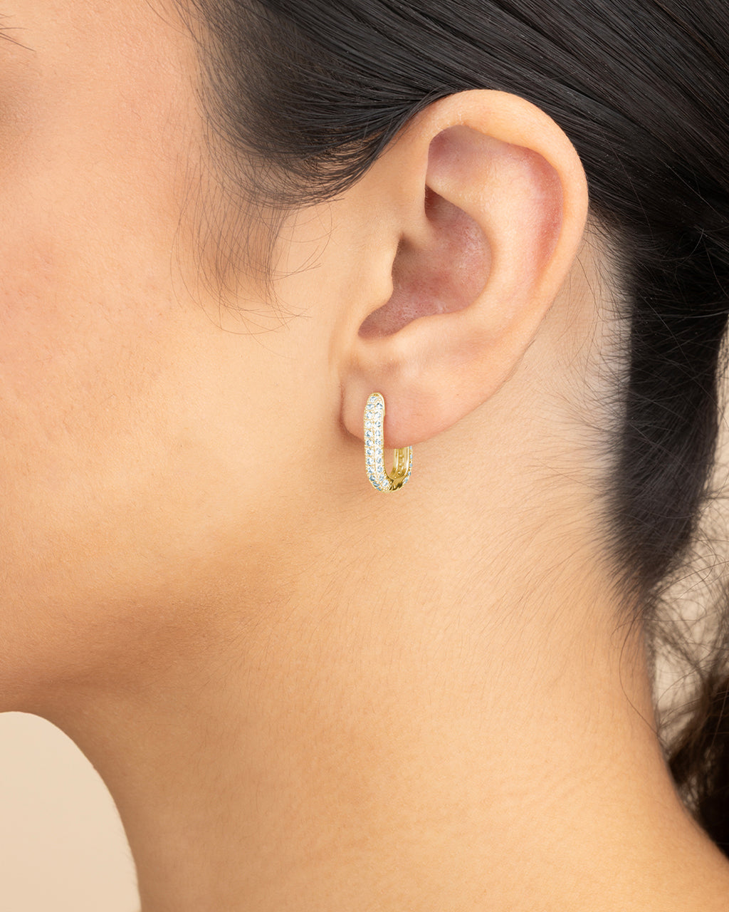 Mara CZ Rectangle Hoop Earrings