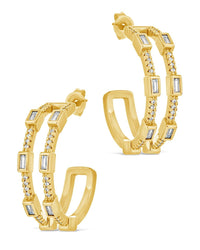 Neah CZ Station Hoop Earrings - Sterling Forever