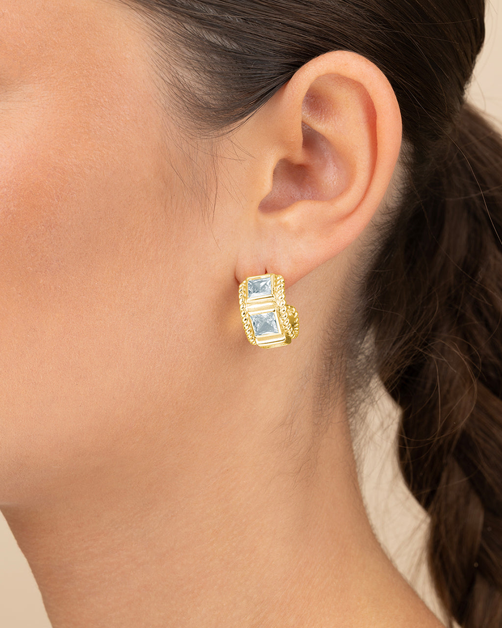 Cassia CZ Huggie Hoop Earrings