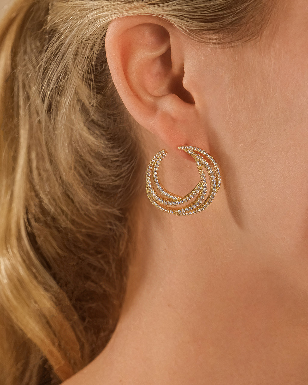 Emma CZ Swirl Statement Stud Earrings