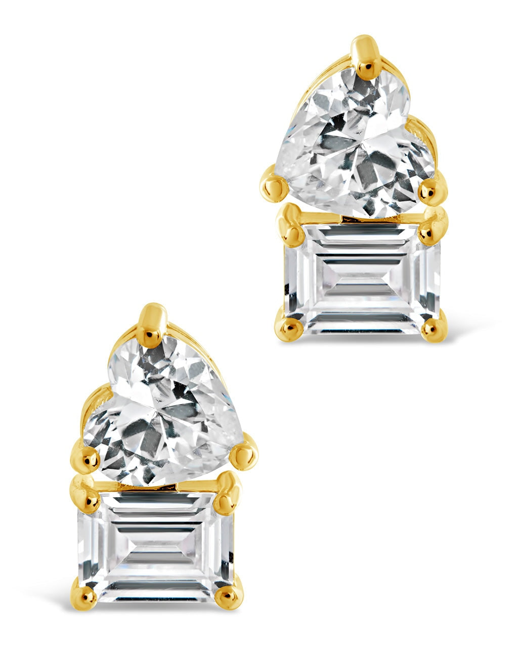 Tiffany Cubic Zirconia Heart & Baguette Toi et Moi Stud