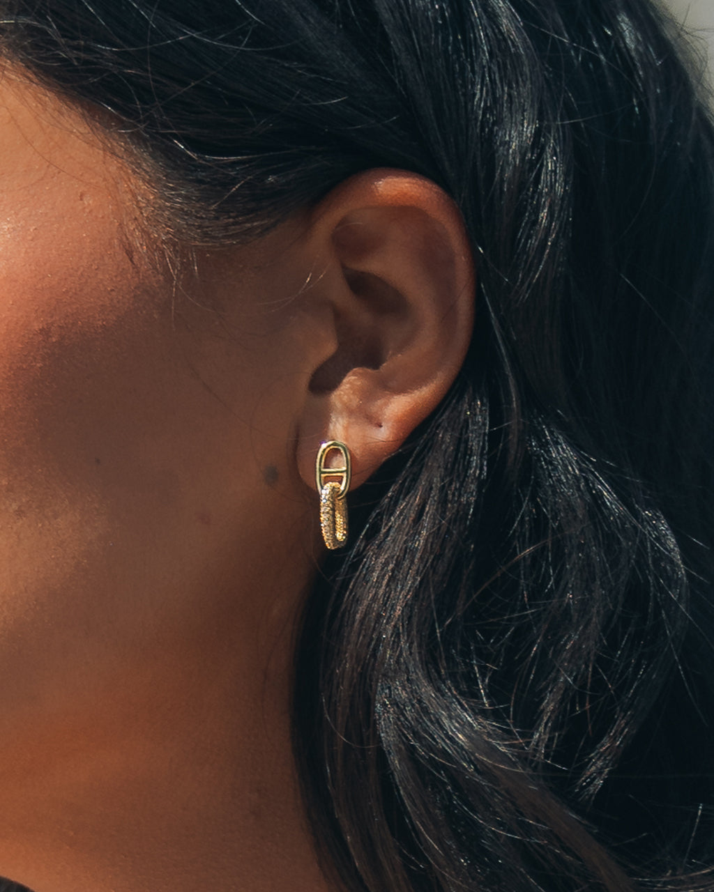 Reina CZ Chain Link Drop Stud Earrings