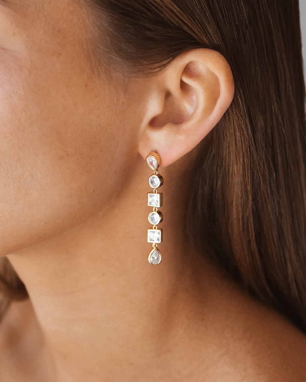 Ingrid Mixed CZ Dangle Earrings