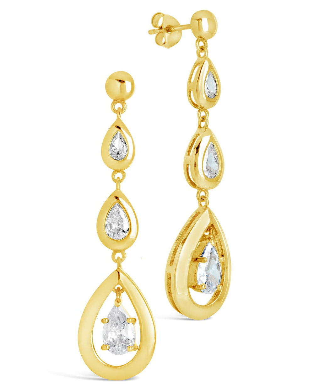 Zara CZ Dangle Earrings Earring Sterling Forever Gold 