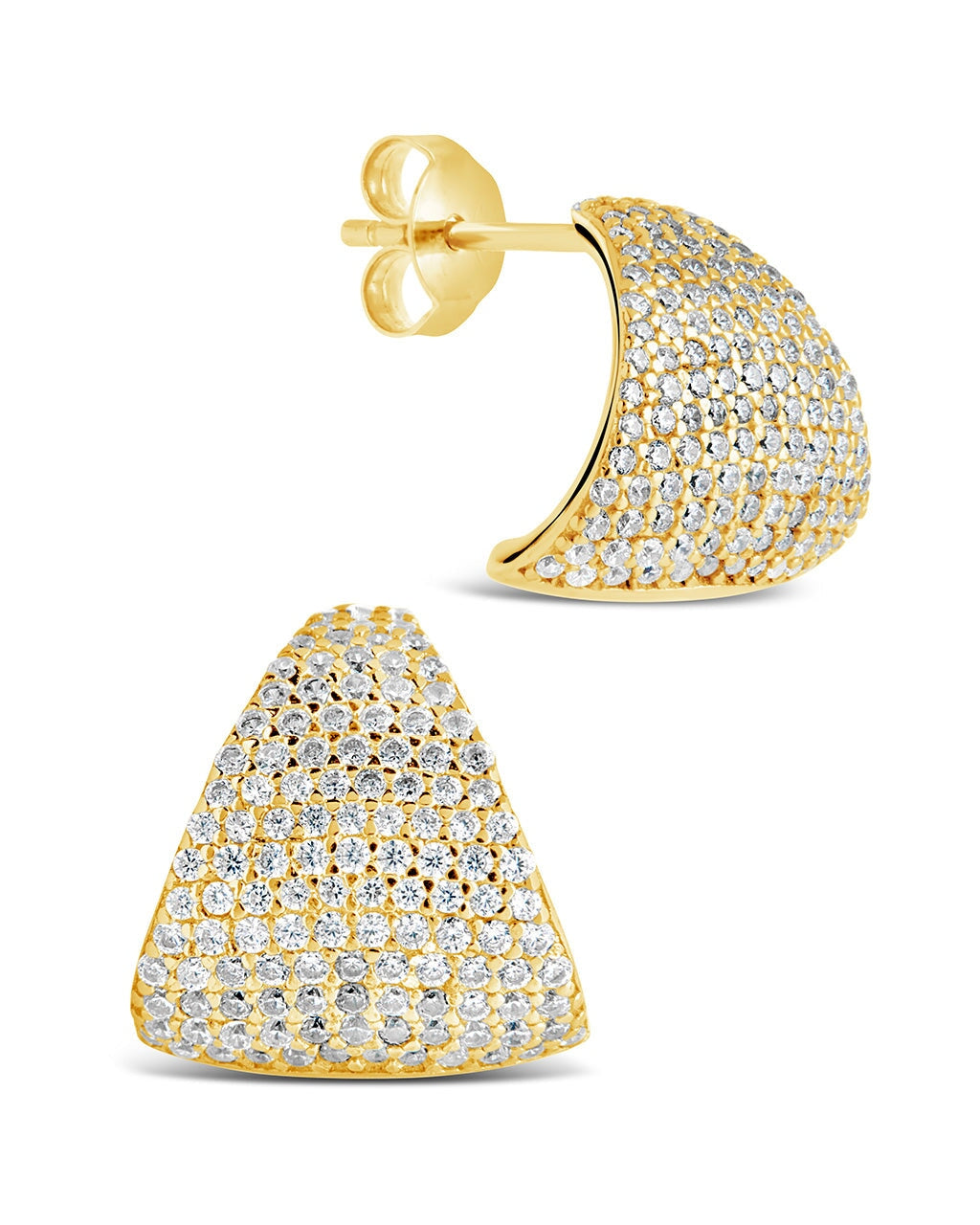 Aspen CZ Fan Studs Earring Sterling Forever Gold 