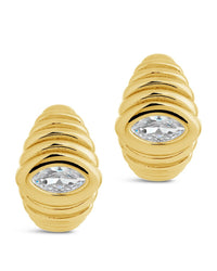 CZ Studded Croissant Hoop Earrings - Sterling Forever